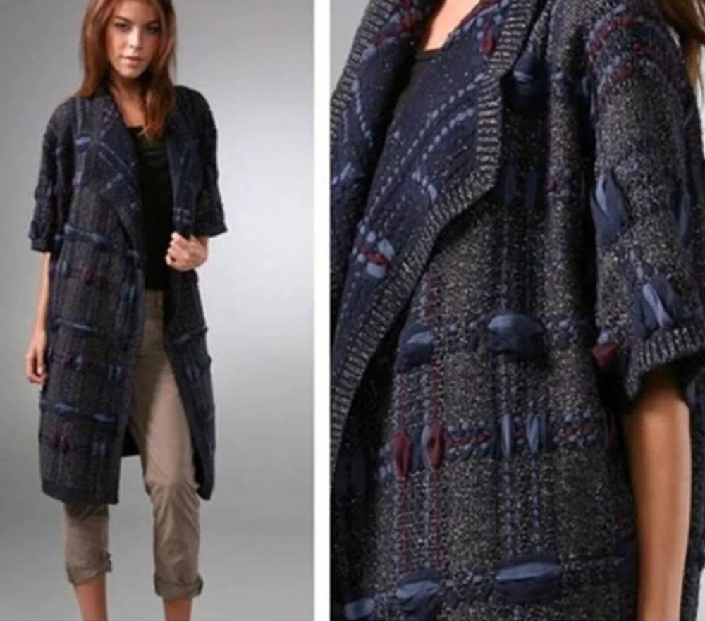 DVF  NWOT Shruti Wool Silk Knit Cardigan Sweater in Indigo, M